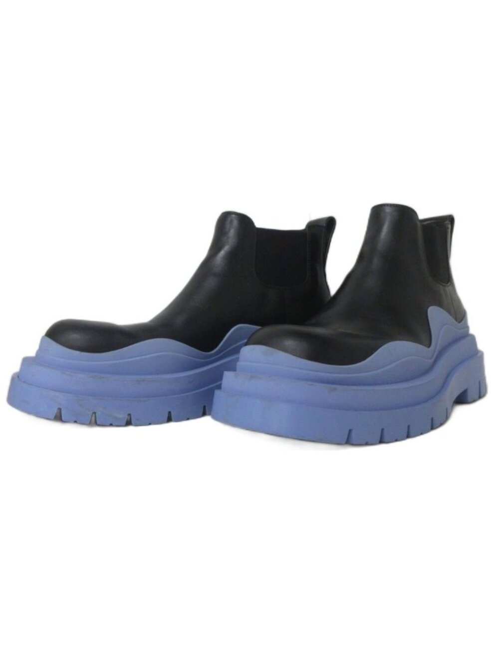 Bottega Veneta Tire Ankle Chelsea Boots Side Gore Black Purple